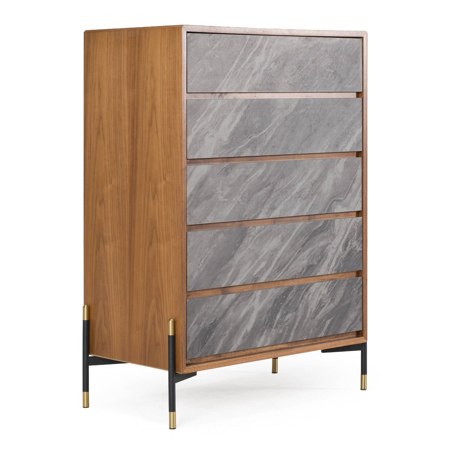 Metcalf Mid-Century Walnut and Grey Chest