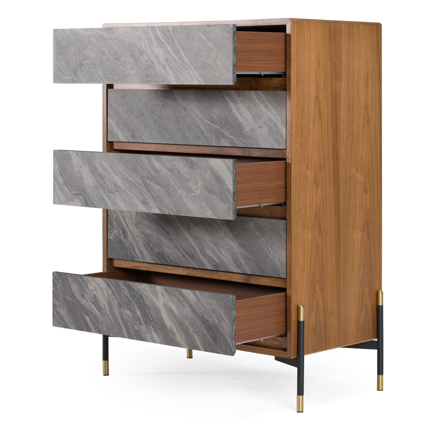 Metcalf Mid-Century Walnut and Grey Chest