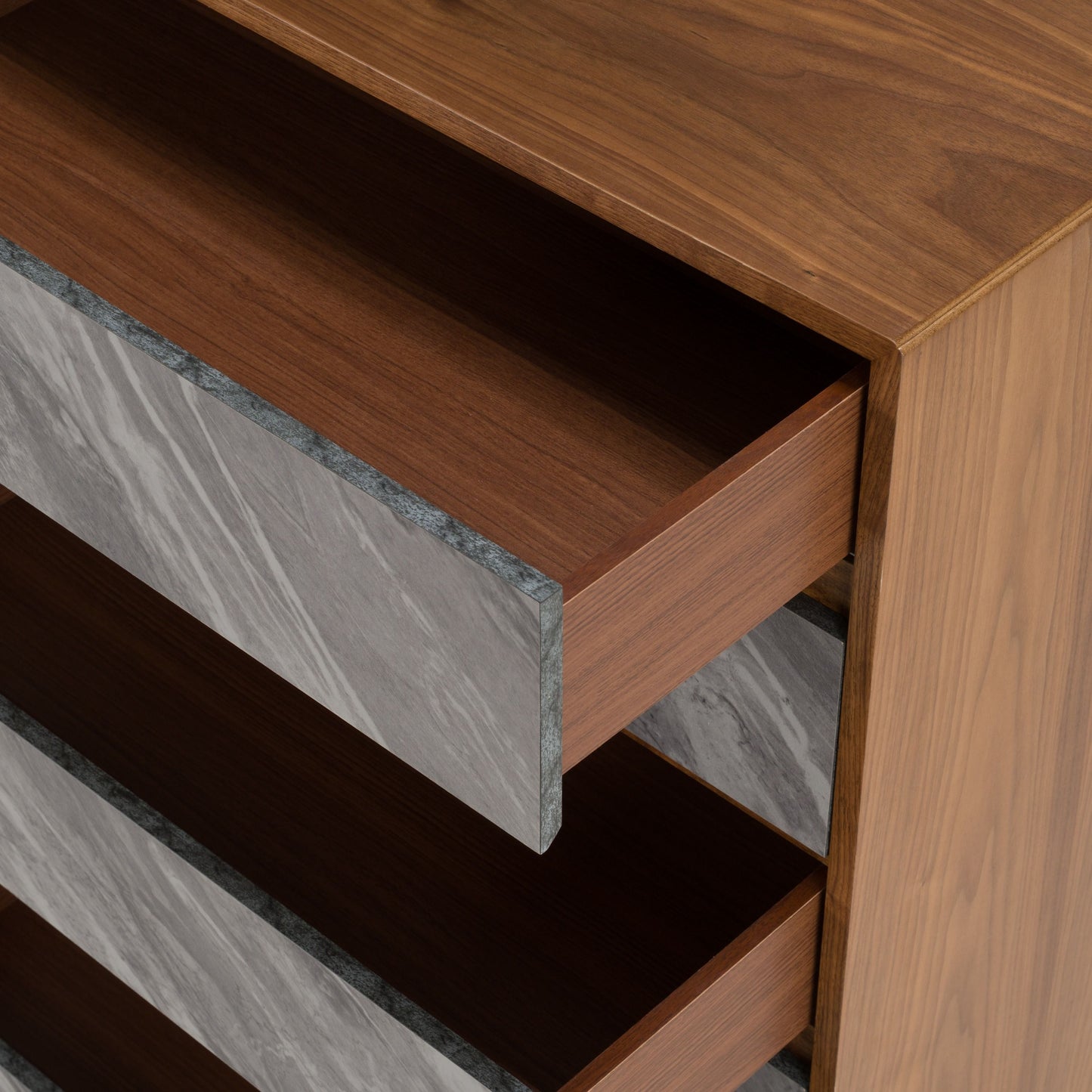 Metcalf Mid-Century Walnut and Grey Chest