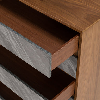 Metcalf Mid-Century Walnut and Grey Chest