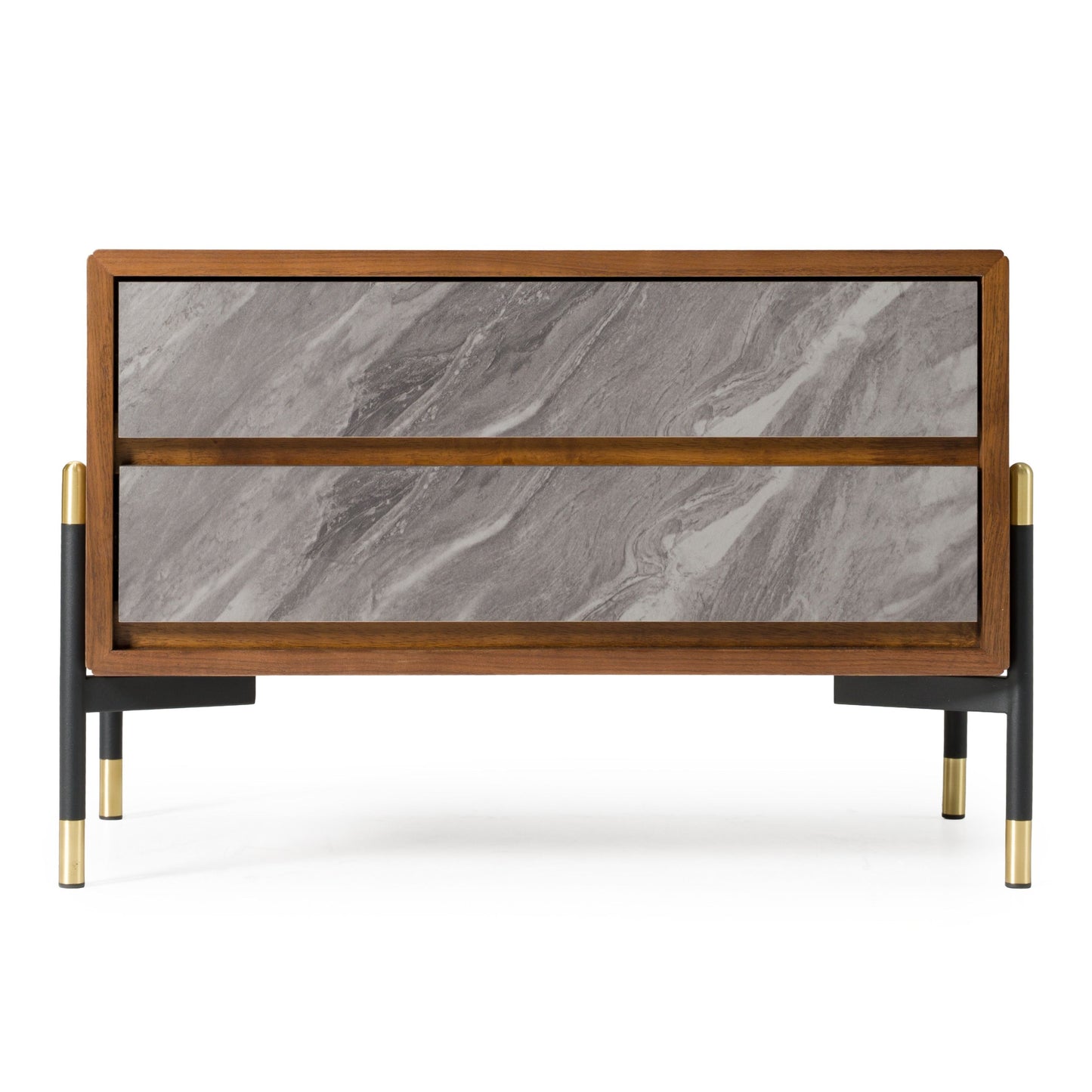 Metcalf Mid-Century Walnut and Grey Nightstand