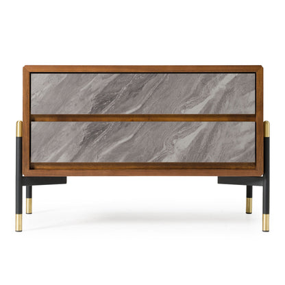 Metcalf Mid-Century Walnut and Grey Nightstand