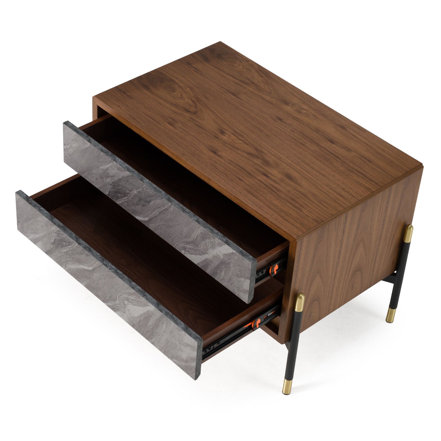 Metcalf Mid-Century Walnut and Grey Nightstand