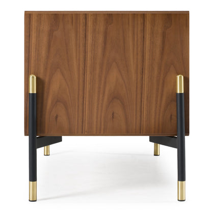 Metcalf Mid-Century Walnut and Grey Nightstand