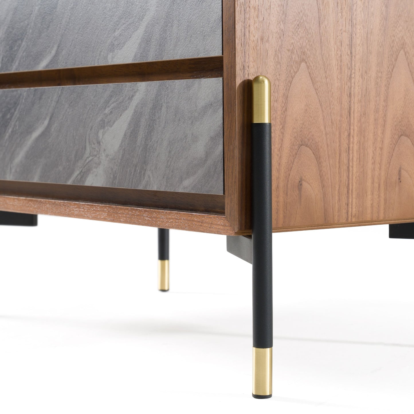 Metcalf Mid-Century Walnut and Grey Nightstand