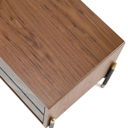 Metcalf Mid-Century Walnut and Grey Nightstand