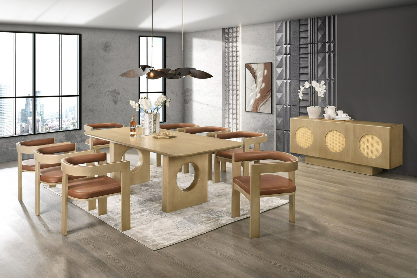 Nova Domus Oshana - Modern Rust Leatherette + White Oak Dining Chair
