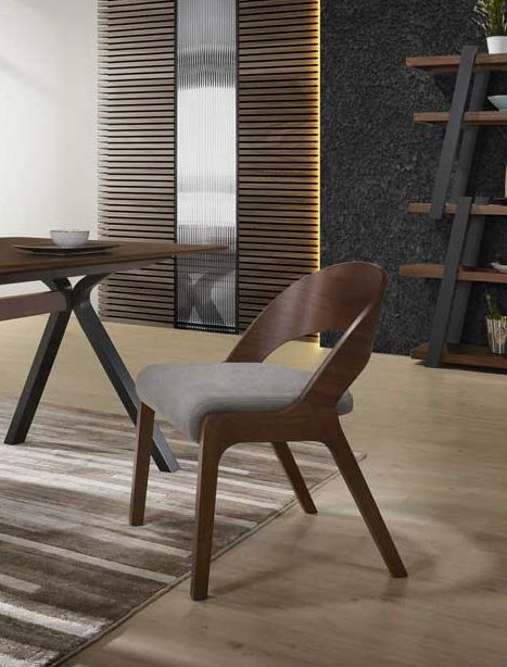 Runyon Walnut and Grey Dining Chair Set of 2