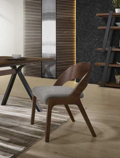 Runyon Walnut and Grey Dining Chair Set of 2
