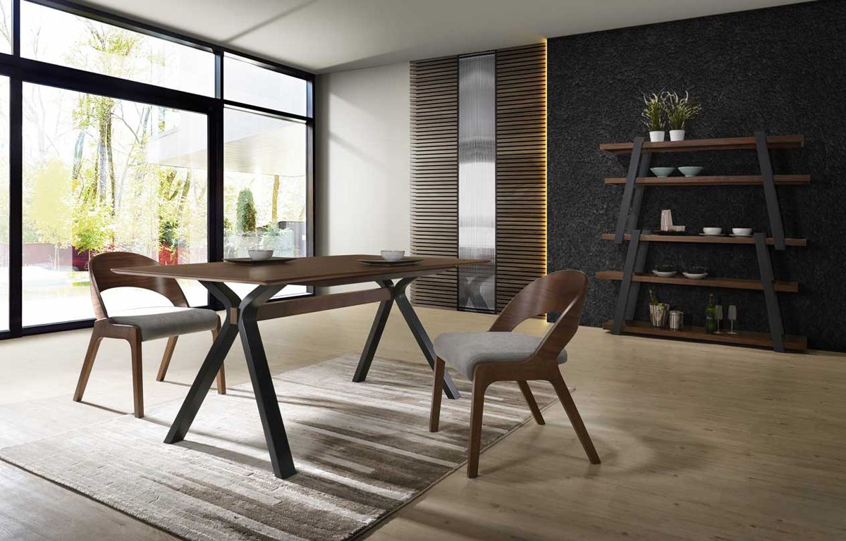Runyon Walnut and Grey Dining Chair Set of 2