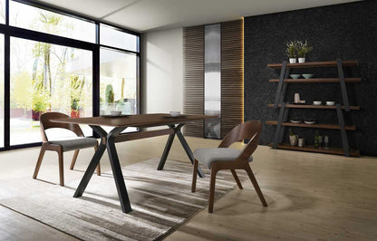Runyon Walnut and Grey Dining Chair Set of 2