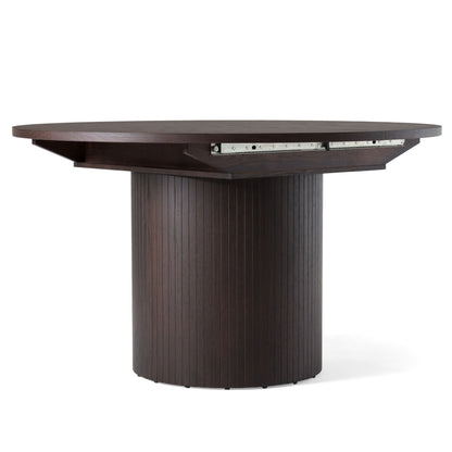 Modrest Miami Modern Brown Round Dining Table with Extension Sleek Contemporary Design with Versatile Functionality for Stylish Dining Spaces