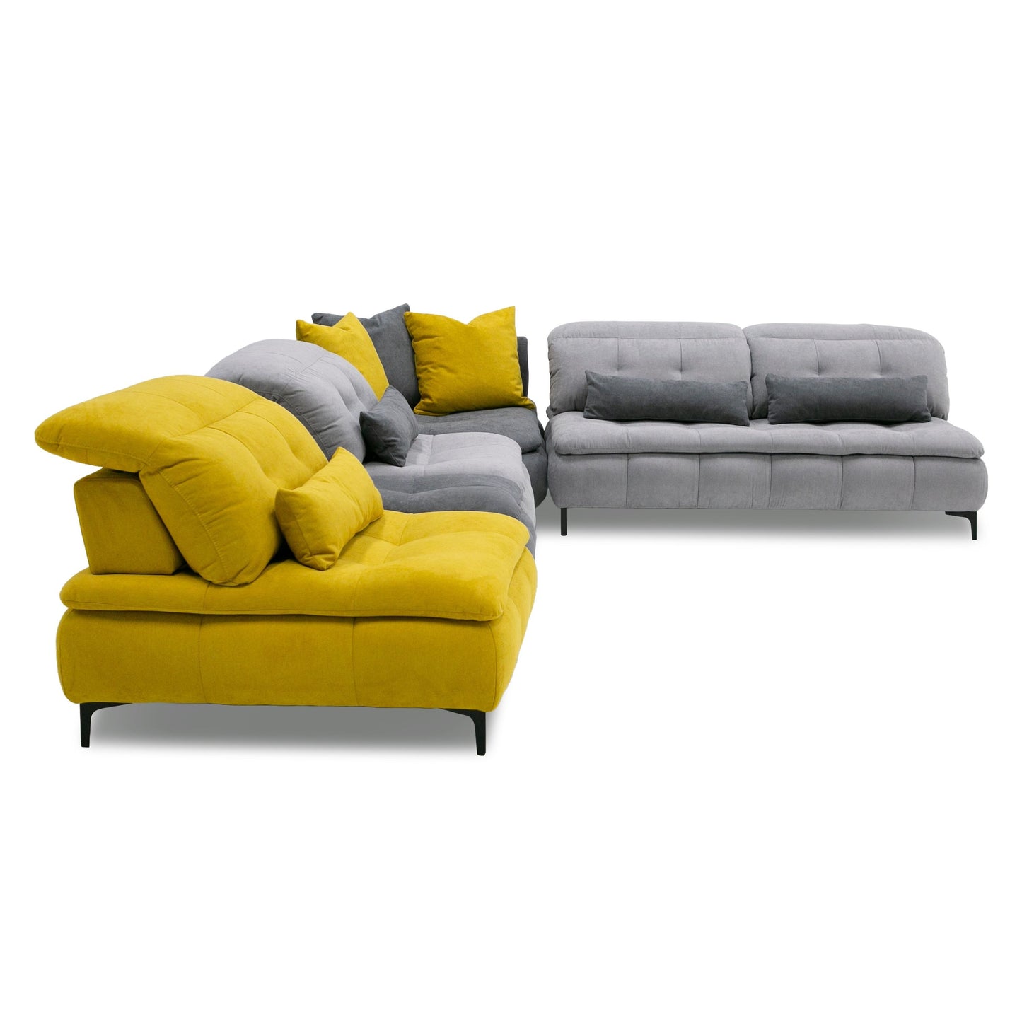 David Ferrari Mikado - Italian Modern Grey + Yellow Fabric Modular Sectional Sofa