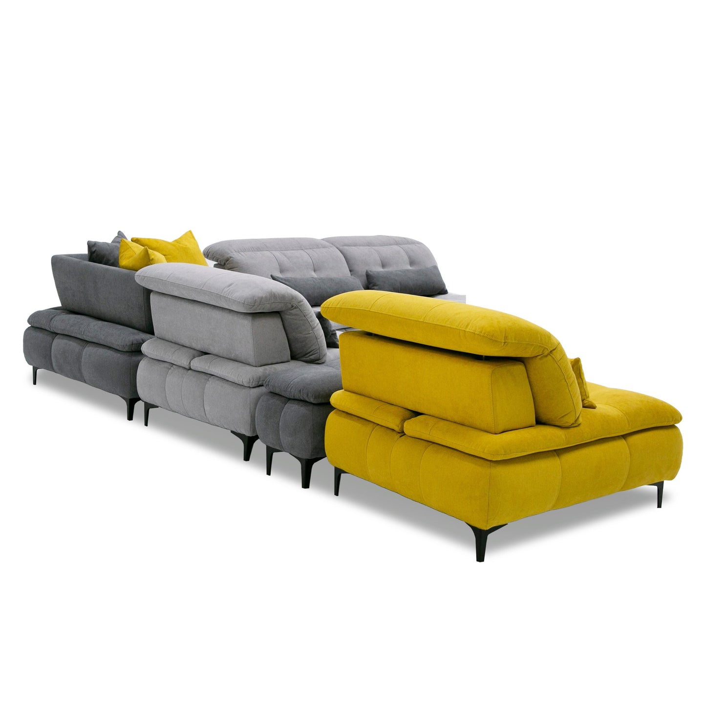 David Ferrari Mikado - Italian Modern Grey + Yellow Fabric Modular Sectional Sofa