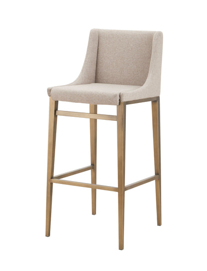 Modrest Mimi - Contemporary Beige + Brass Bar Stool (Set of 2)