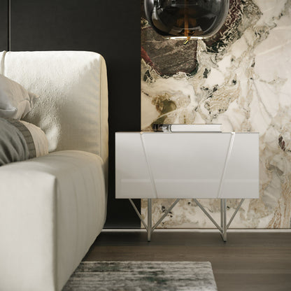 Chrysler High Gloss White Nightstand