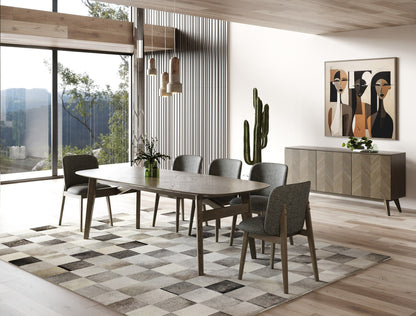 Modrest Costello Wenge Dining Table Set – Mid-Century Modern Style with 8 Chairs