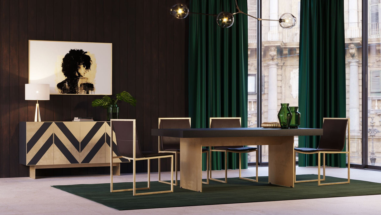 Perret Black Ash Buffet with Brass Gold Accents