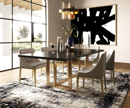 Pike Black Ash and Brass Rectangular Dining Table