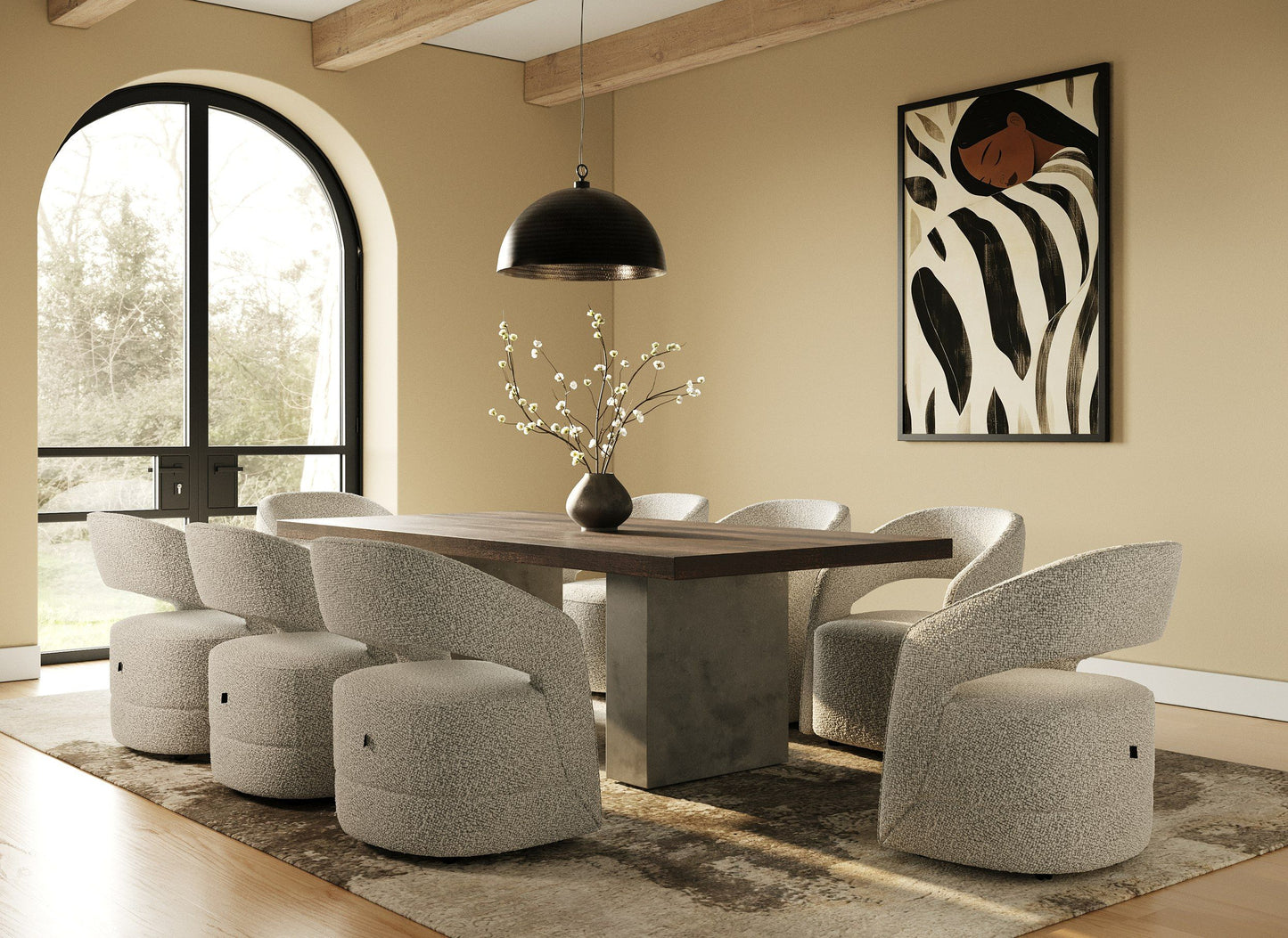 Renzo Oak and Concrete 94 Rectangular Dining Table