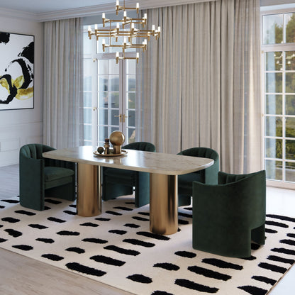 Modrest Rocky Glam White Marble & Brush Gold Dining Table