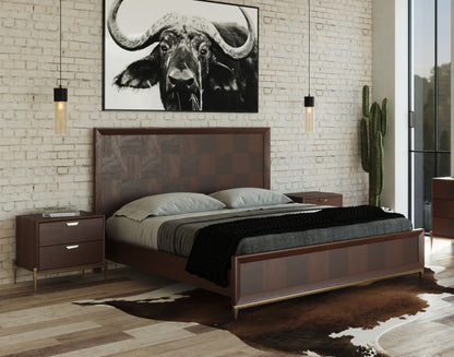 Shane Acacia Bed with Brass Accents