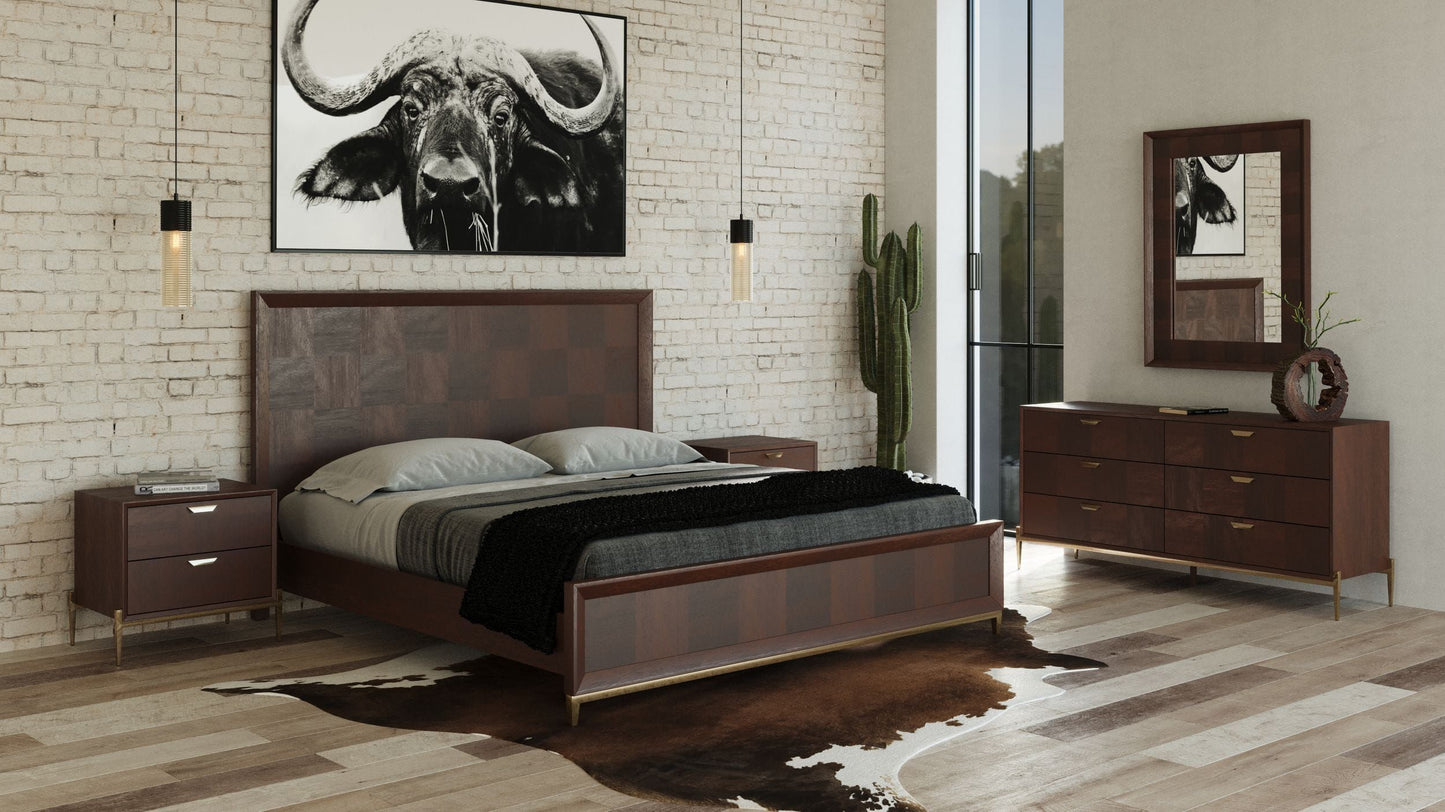 Shane Acacia Bed with Brass Accents