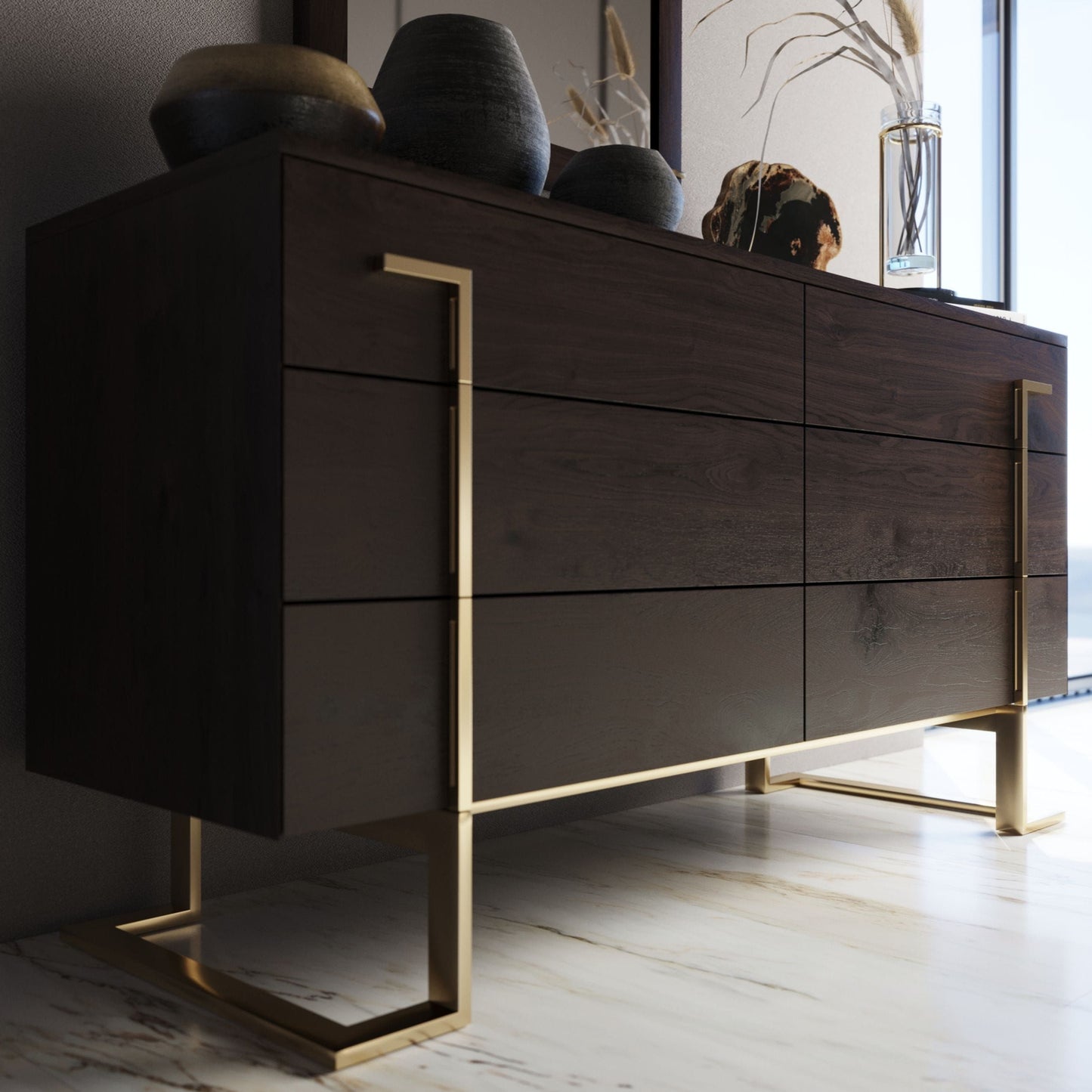 Moontide 6-Drawer Smoked ash Dresser