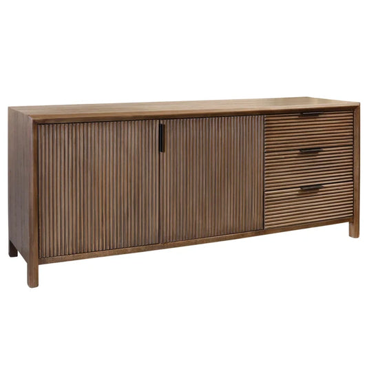 Linear Hardwood Console with 2 Doors and 3 Drawers for Functional and Stylish Storage