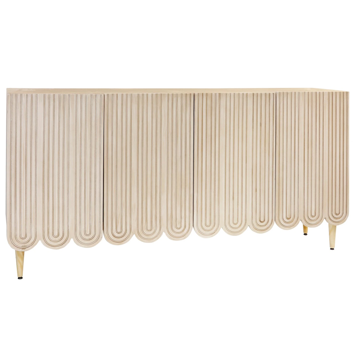 Natural Solid Wood 4 Door Curtain Figure Console