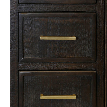 Burnt Umber Solid Wood 8 Drawer 2 Door Wardrobe Console