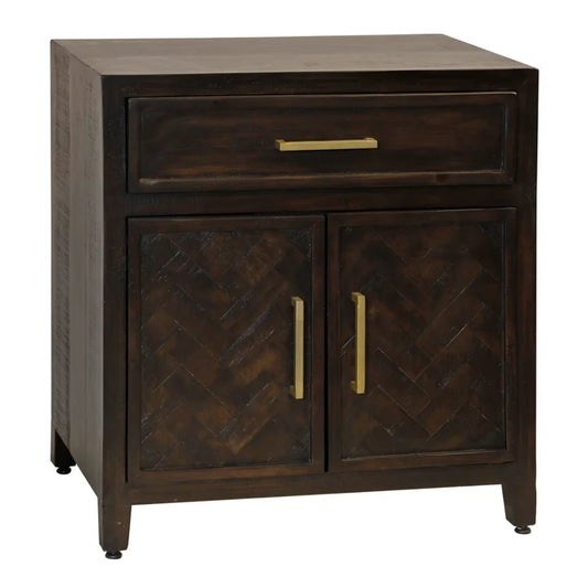 Burnt Umber 2-Door 1-Drawer Side Table – Solid Wood Storage for Modern Interiors