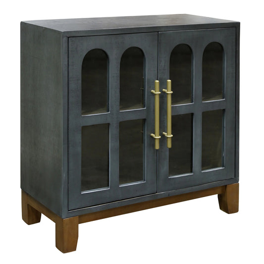 Arch 2 Door Accent Cabinet With Gold Hardware
