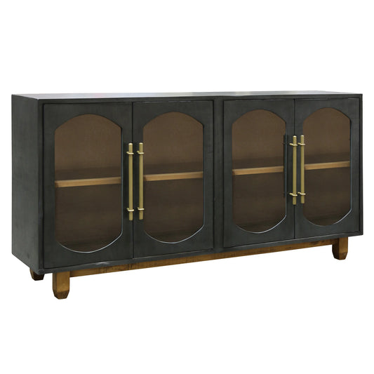 Arch 4 Door Accent Cabinet With Gold Hardware