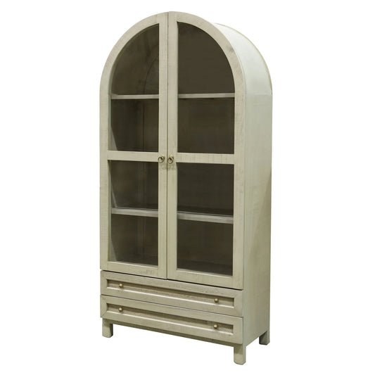 Cream Meridian Showcase 2 Door With 2 Drawers Lined in Felt