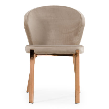 Nadia Beige Velvet and Rose gold Dining Chair - Set of 2