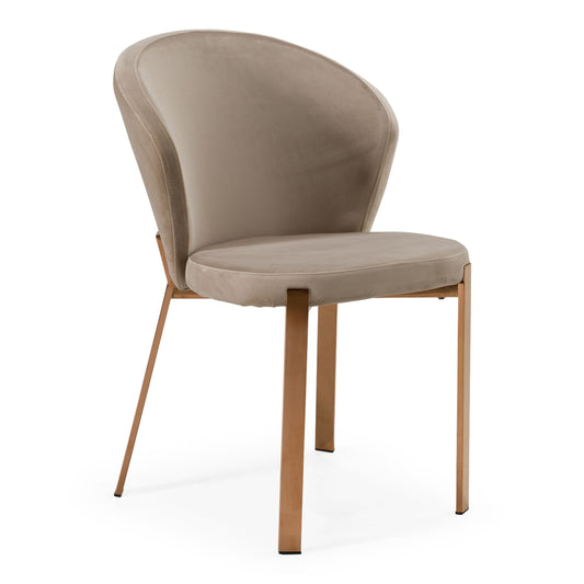 Nadia Beige Velvet and Rose gold Dining Chair - Set of 2