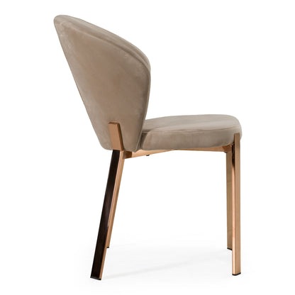 Nadia Beige Velvet and Rose gold Dining Chair - Set of 2