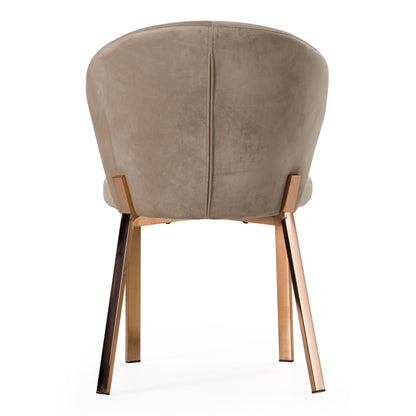 Nadia Beige Velvet and Rose gold Dining Chair - Set of 2