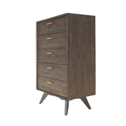 Novak Dark Grey Washed Oak 5 Drawers Chest
