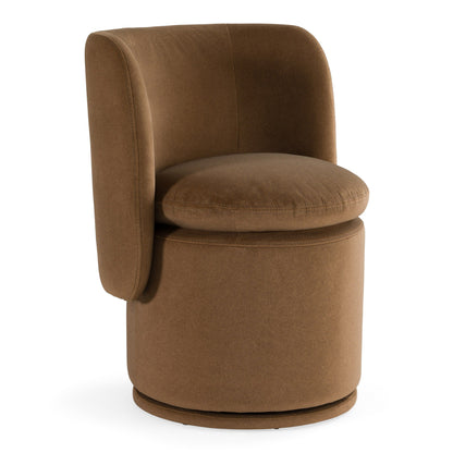 Norris Modern Brown Fabric Swivel Dining Chair