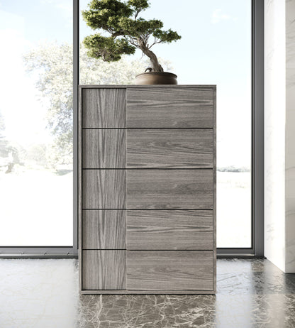 Asus Italian Elm Grey 5-Drawer Storage Chest
