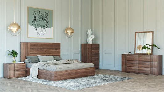 Asus Italian Walnut Bedroom Set with High Headboard Bed