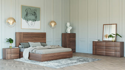 Nova Domus Asus Walnut Bedroom Set – 4-Piece Modern Italian Design