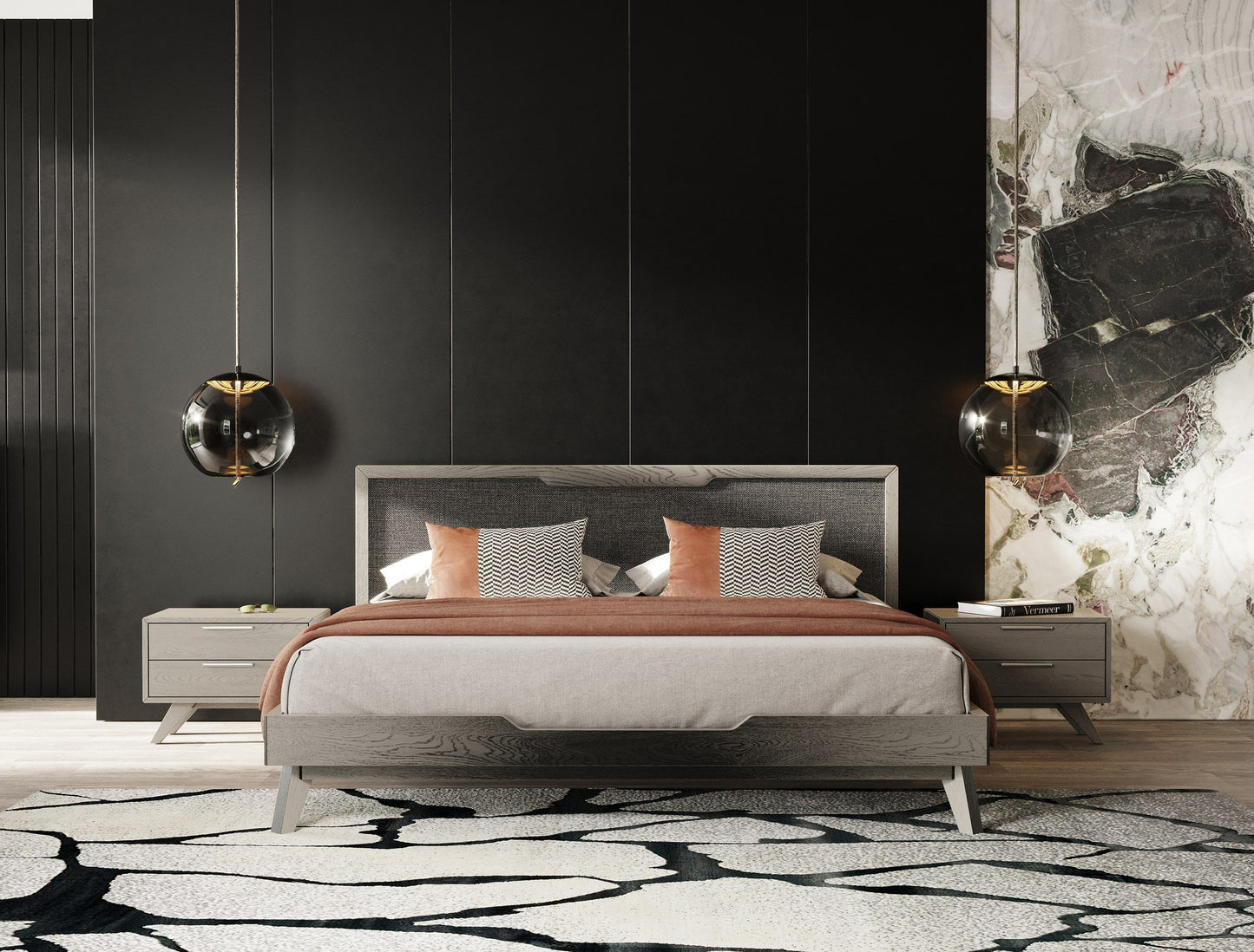 Soria Grey Wash Bedroom Set with Upholstered Bed