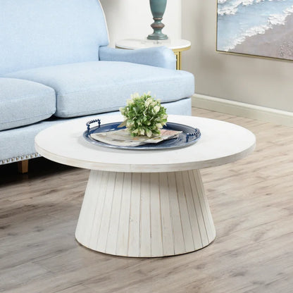DRIFT Coffee Table by Norman Wyatt Home – White-Washed Wood with Carved Ridge Detailing