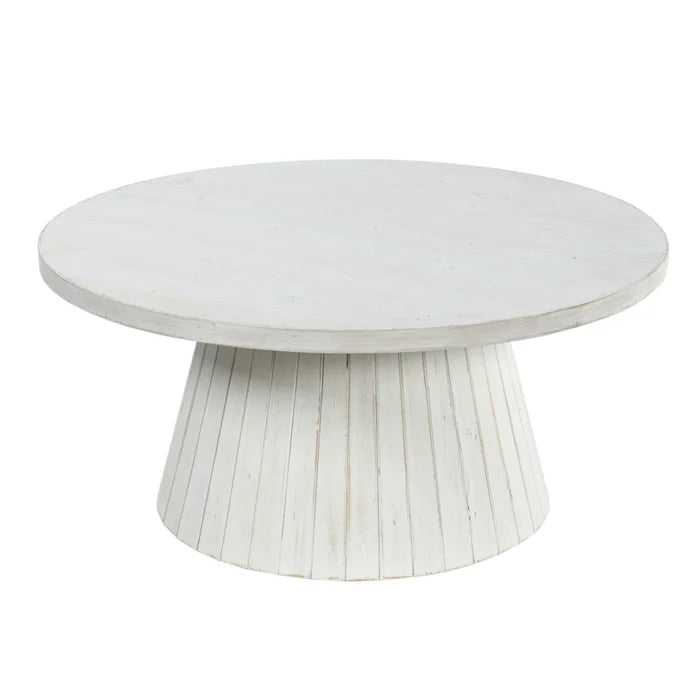 DRIFT Coffee Table by Norman Wyatt Home – White-Washed Wood with Carved Ridge Detailing