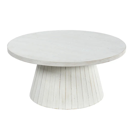 DRIFT Coffee Table by Norman Wyatt Home – White-Washed Wood with Carved Ridge Detailing