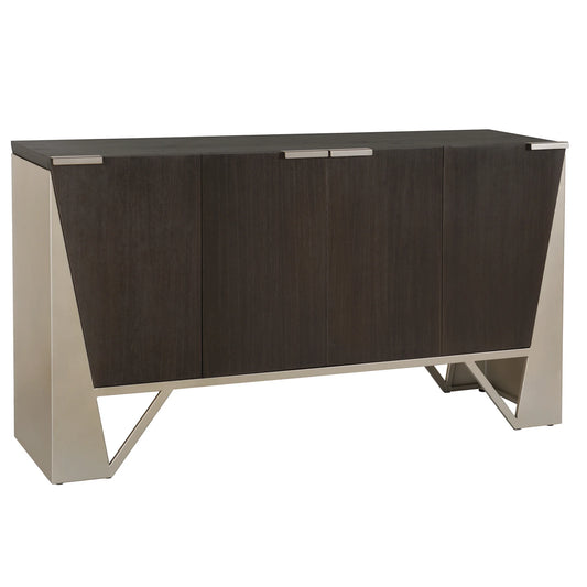 Norman Wyatt Home Axall Four Door Credenza in a Gray Brown Finish on Walnut