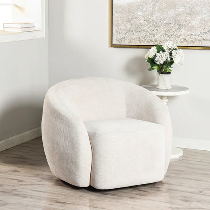 Norman Wyatt Home Aragon Swivel Tub Chair – Cream Woven Fabric Lounge Chair